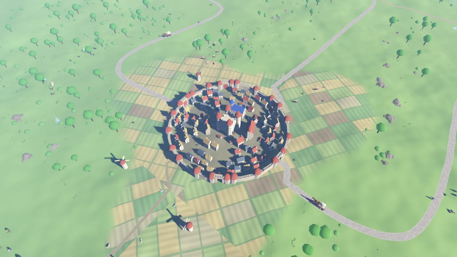 Une cité fortifiée au milieu de ses champs