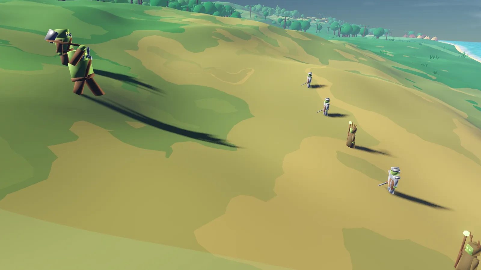 Un combat rejoué en 3D : un orque arme sa hache face à des aventuriers
